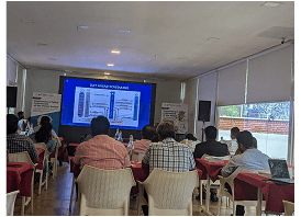 Business presentation with charts